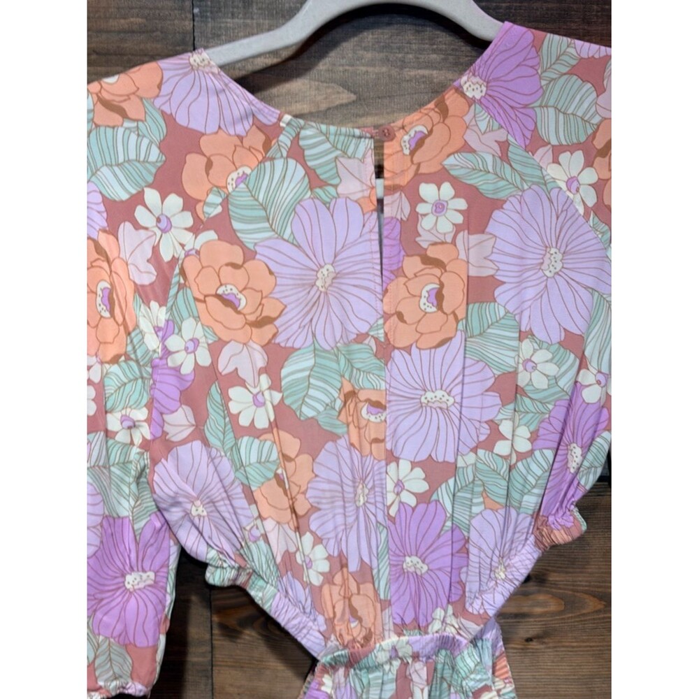 & Other Stories pastel Lavender and Peach Floral Cutout Midi Dress - Picture 7 of 12